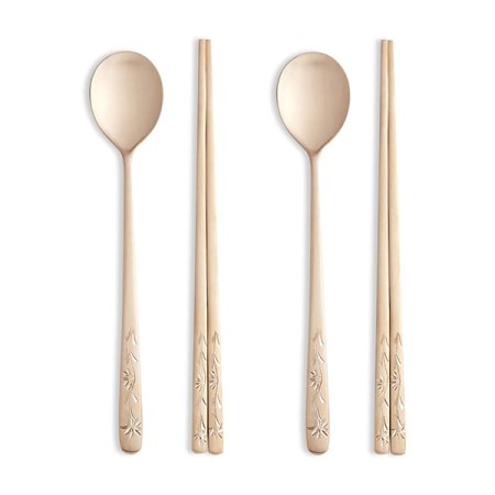 리한 국화문 방짜 유기 부부수저