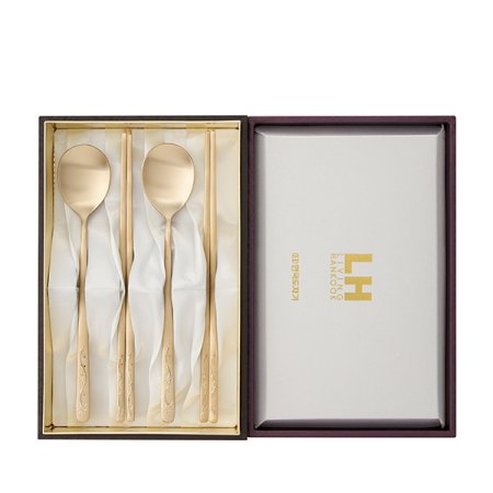 리한 국화문 방짜 유기 부부수저