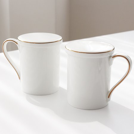 본차이나 블랑골드 뚜껑 머그컵 잔