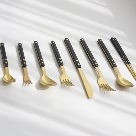 쌍띠에 골드 커트러리 양식기 세트