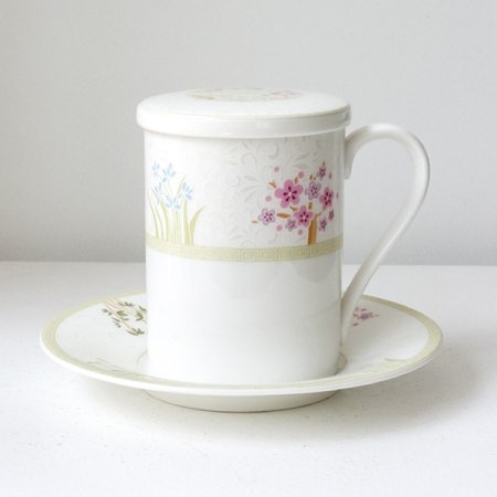 본차이나 매난국죽 1인 뚜껑받침머그