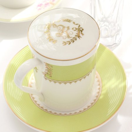 본차이나 로얄애플그린 뚜껑받침머그