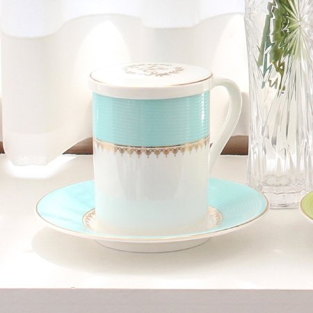 본차이나 로얄페일블루 뚜껑받침머그