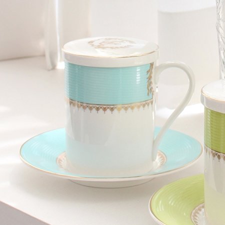 본차이나 로얄페일블루 뚜껑받침머그