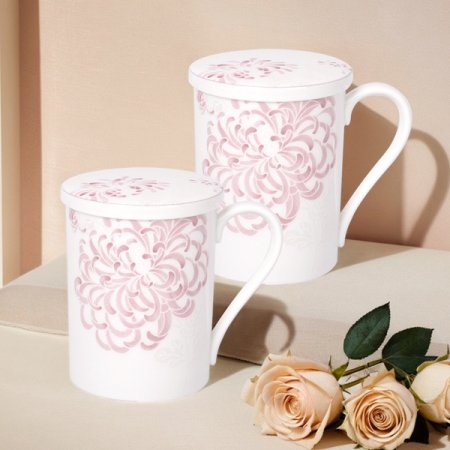 본차이나 국화문 2인 뚜껑머그세트