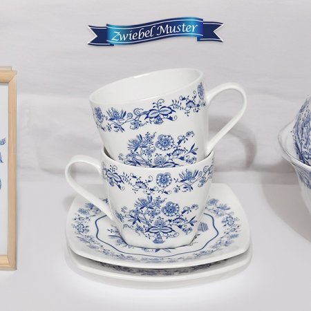 쯔비벨무스터 패턴 홍차 커피잔 2인조