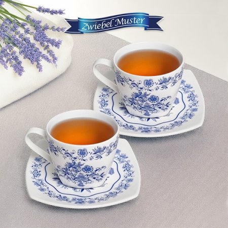 쯔비벨무스터 사각 패턴 홍차 커피잔