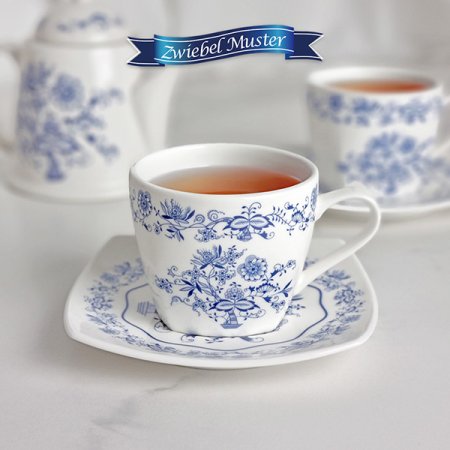 쯔비벨무스터 사각 패턴 홍차 커피잔