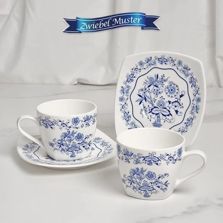 쯔비벨무스터 사각 패턴 홍차 커피잔