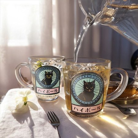 쿠로네코 글라스 머그 중형