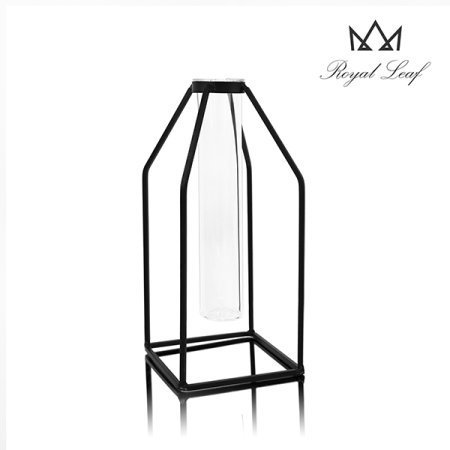 블랙스틸 유리병 한송이 화병 사각