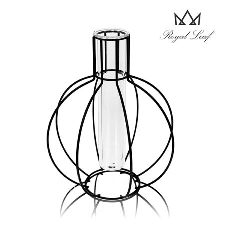 블랙스틸 유리병 한송이 화병 원형