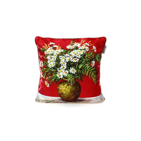 영국 쿠션 국화꽃화병 레드 DP432