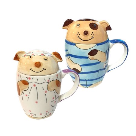 애니몰 뚜껑머그 강아지 2p