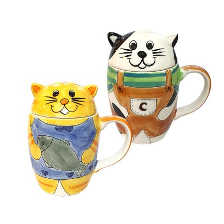 애니몰 뚜껑머그 고양이 2p