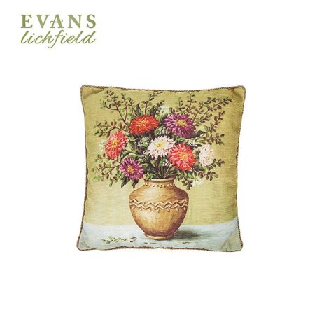 영국 빈티지 소파쿠션 국화꽃화병