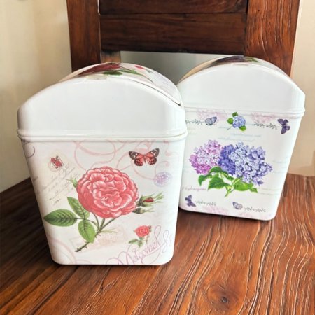 플라워 사각 3G 휴지통 소 25L
