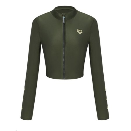 그린 웨이브 슬림핏 크롭 집업래쉬가드