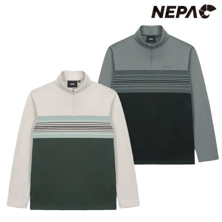 남성 스트라이프 집업티셔츠