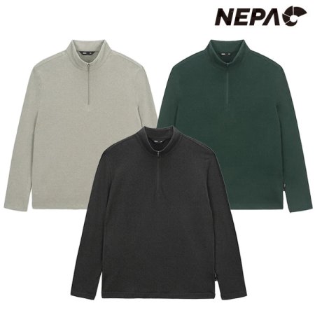 남성 리사이클 기모 하프 집업티셔츠