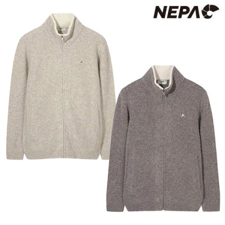 남성 부클 집업 스웨터