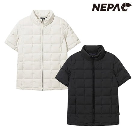 여성 모노 튜브 숏 슬리브 다운자켓