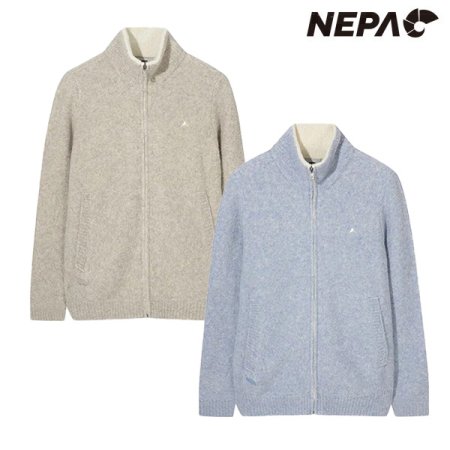 여성 부클 하프 집업 스웨터