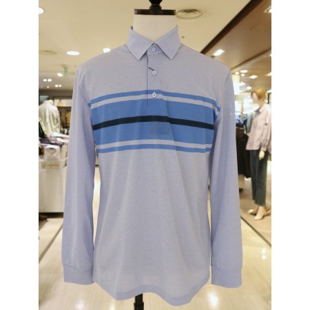 남성 익셀 블럭 면혼방 긴팔 카라티