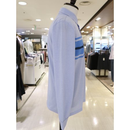 남성 익셀 블럭 면혼방 긴팔 카라티