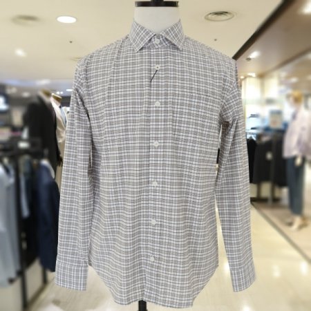 남성 세미와이드 에리 긴팔 체크남방