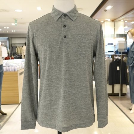 남성 폴리 리플 카키 긴팔 티셔츠