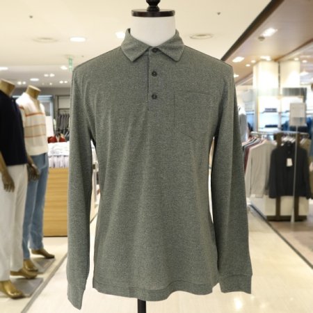 남성 멜란지 카키 긴팔 티셔츠