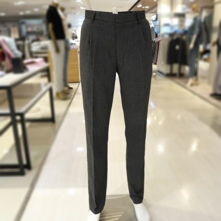 남성 폴리 원턱 그레이 팬츠