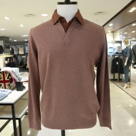 남성 올오버 레이어드 헨리넥 니트