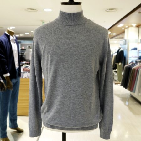 남성 플레인하프넥그레이니트