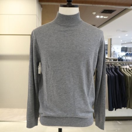 남성 플레인 그레이 하프넥니트