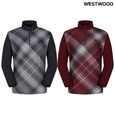 맨 체크 프린트 집업 티셔츠