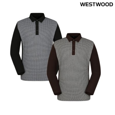 깅엄체크 남성 가을 폴로티