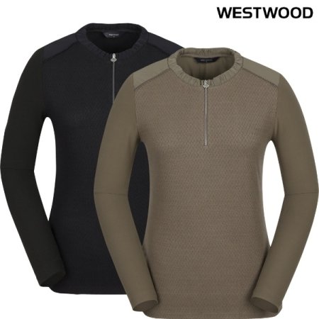 우먼 둥근 넥 집업 티셔츠