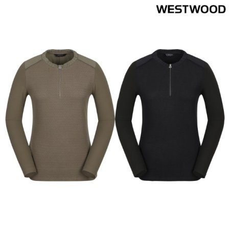 여성 간절기 집업 티셔츠 둥근 넥