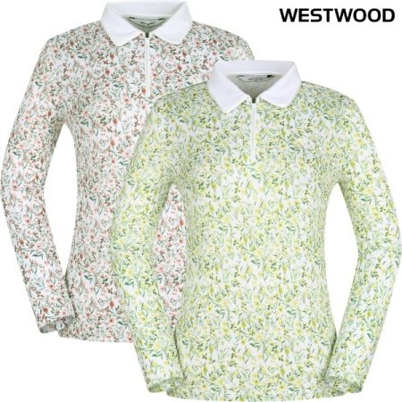 우먼 플라워 프린트 폴로티