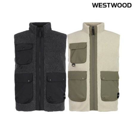 믹스 플리스 우븐 남성 베스트