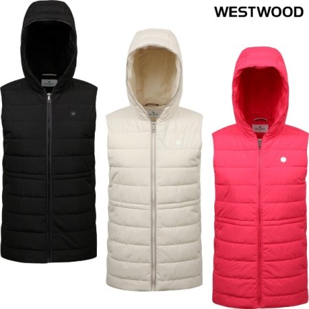 우먼 베이직 후드 패딩 베스트