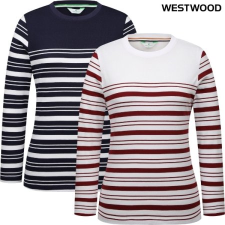 우먼 스트라이프 라운드 티셔츠