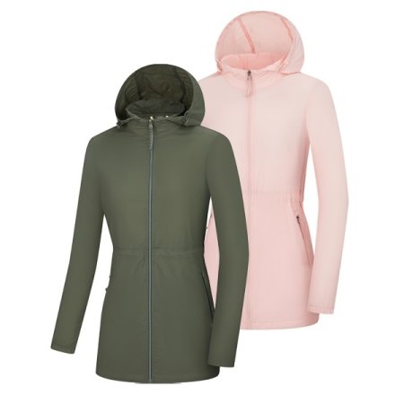 안나 봄 여성 중기장 후드일체형 자켓