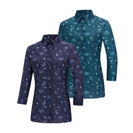 루니에 봄여름 여성 우주패턴 7부셔츠