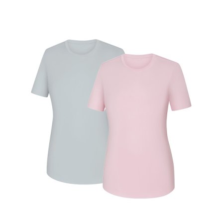 리븐 여성 여름 솔리드원단 라운드 티