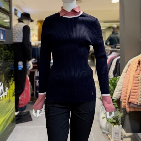 비비 골지 카라 니트 티셔츠