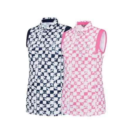 여성 여름 패턴 민소매 카라 티셔츠