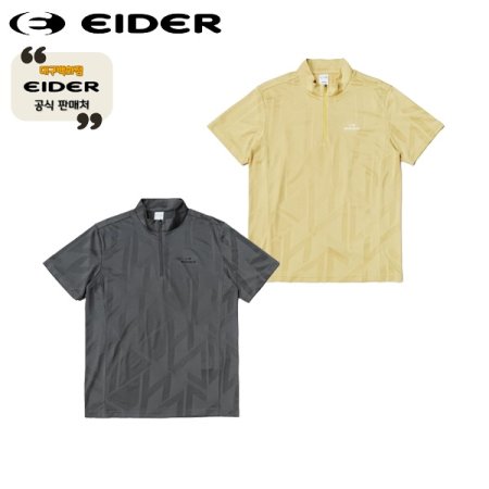 남성 에센셜 자카드 반팔짚업 티